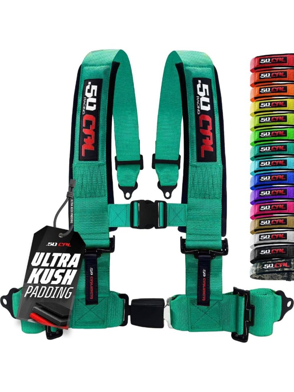 Teal 50 Cal Racing Harness | 4-Point Seat Belt with 2-Inch Straps for Safety